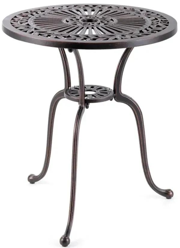 24 Inch Round Cast Aluminum Table Patio Dining Bistro Table with 2 Inch Umbrella Hole