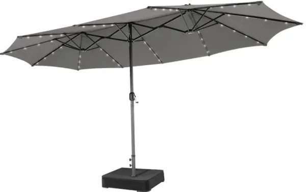 15 Feet Double-Sided Patio Umbrella with 48 LED Lights