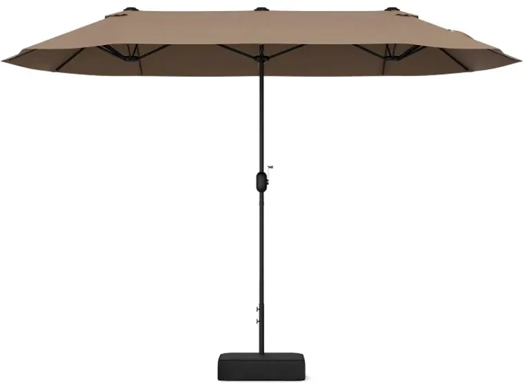 13 Feet Double-Sided Patio Twin Table Umbrella with Crank Handle