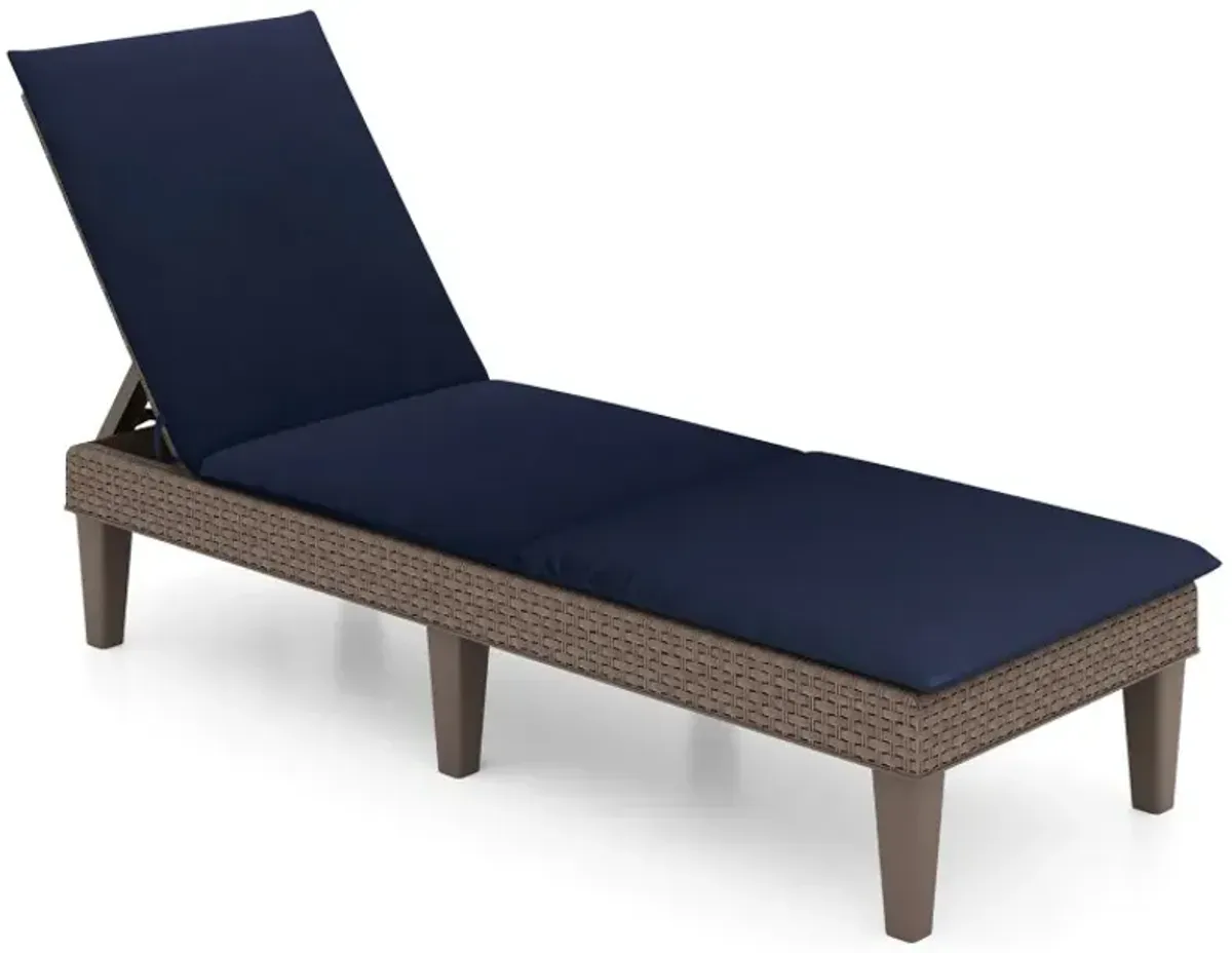 Patio Lounge Outdoor Recliner Chair with Cushion 3-Position Adjustable Backrest
