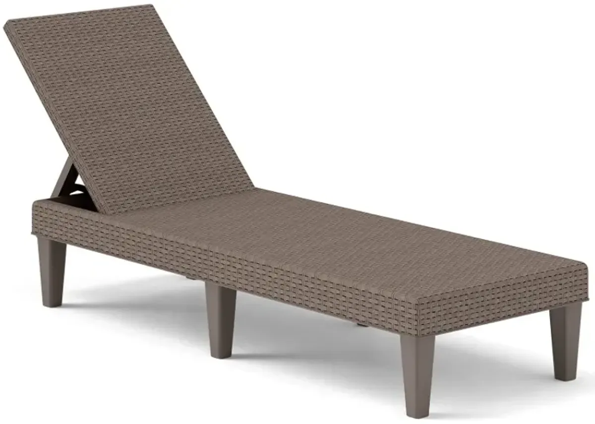 Outdoor Chaise Lounger Chair with Waterproof Rattan Textured PP Surface and 330 lbs Capacity