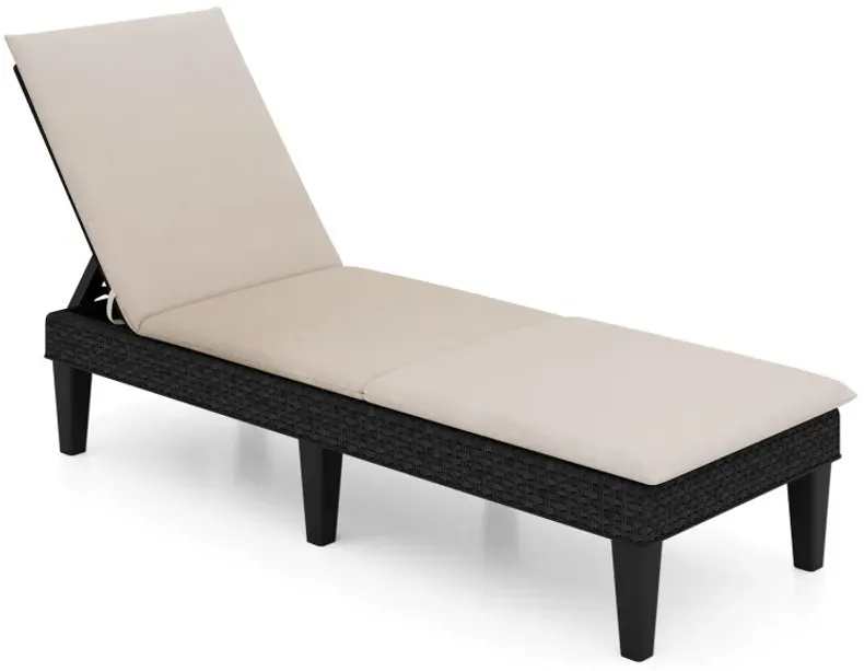 Patio Lounge Chair 3-Position Adjustable Backrest and Cushion