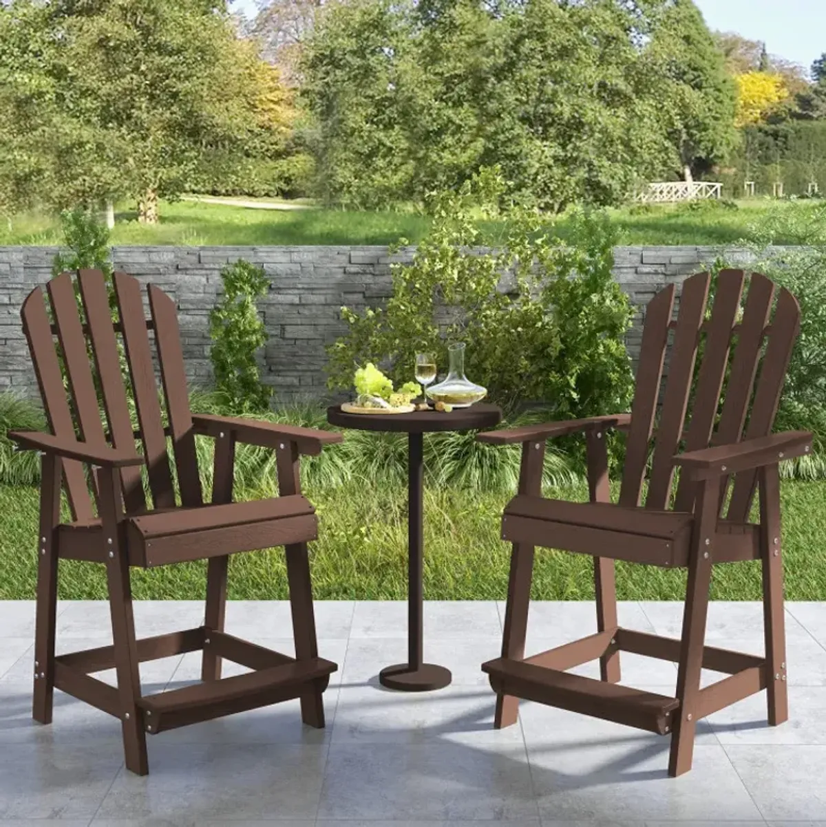 HDPE Patio Chair with Armrest and Footrest for Indoor Outdoor