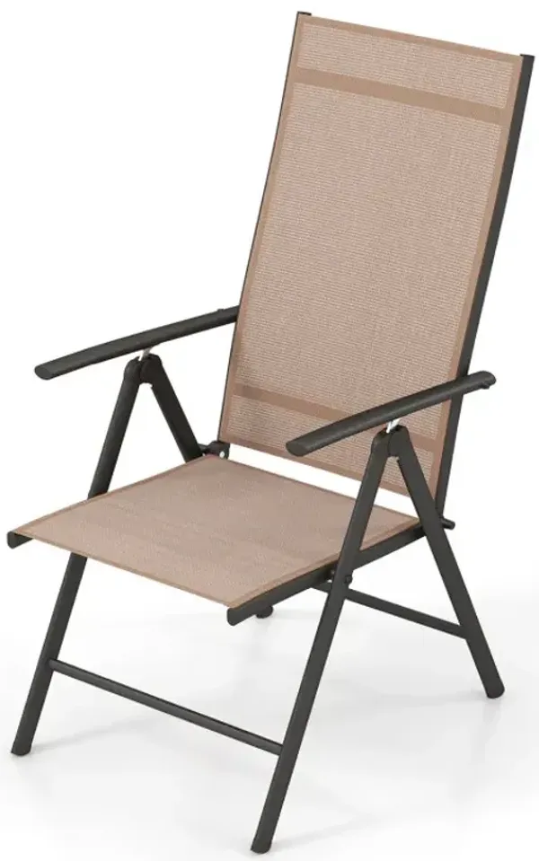 1 Piece Patio Folding Dining Chairs with 7-Level Adjustable High Backrest