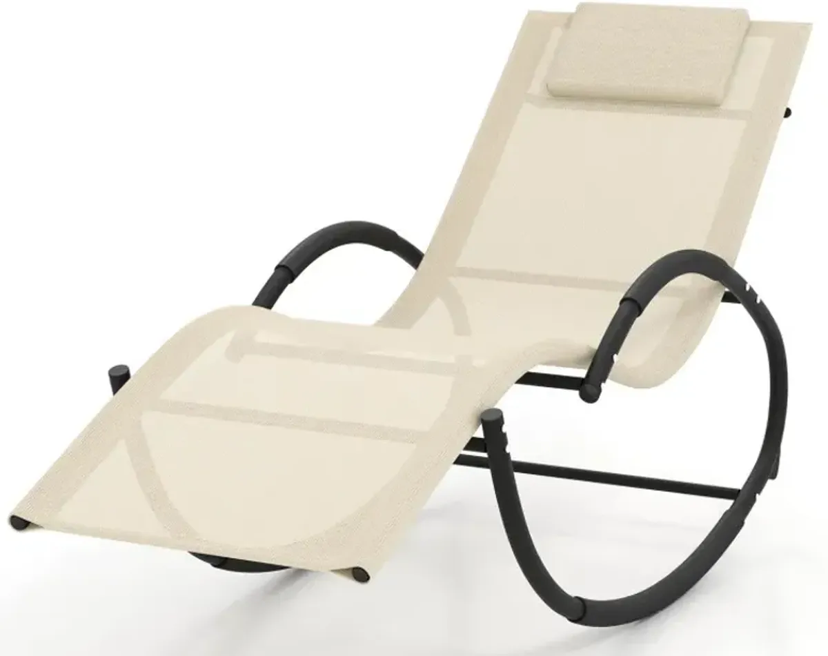 Outdoor Rocking Lounge Chair with Removable Headrest