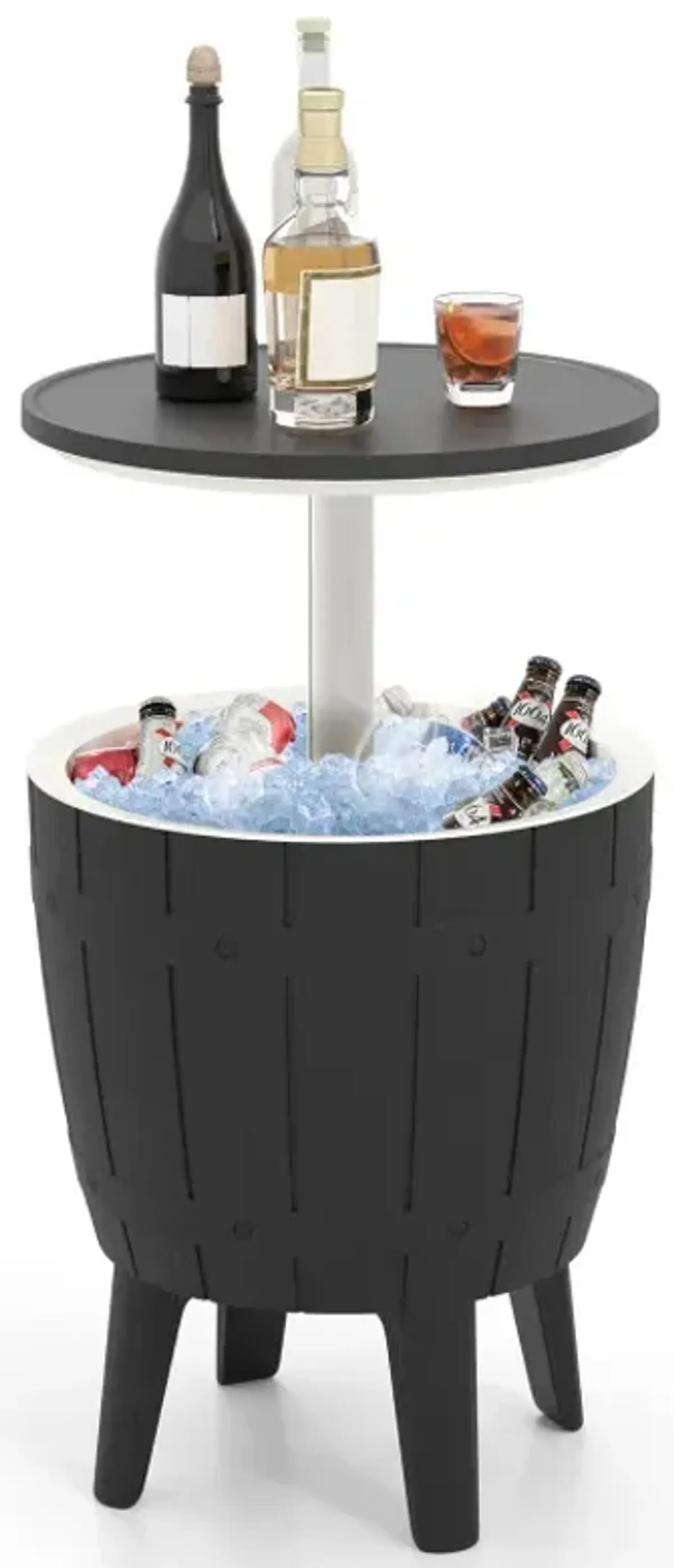 10 Gallon Cooler Bar Table Outdoor Coffee Table Ice Bucket with Telescopic Tabletop for Beer and Wine