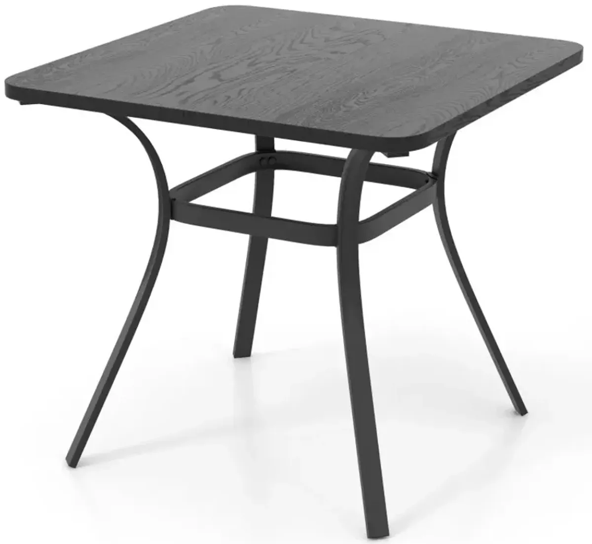 32 Inch Patio Dining Table Metal Square Table for Dining with 4 Curved Legs