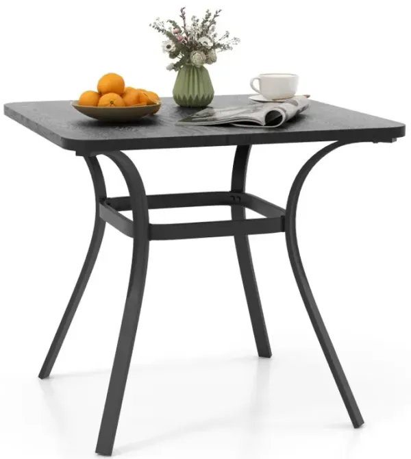 32 Inch Patio Dining Table Metal Square Table for Dining with 4 Curved Legs