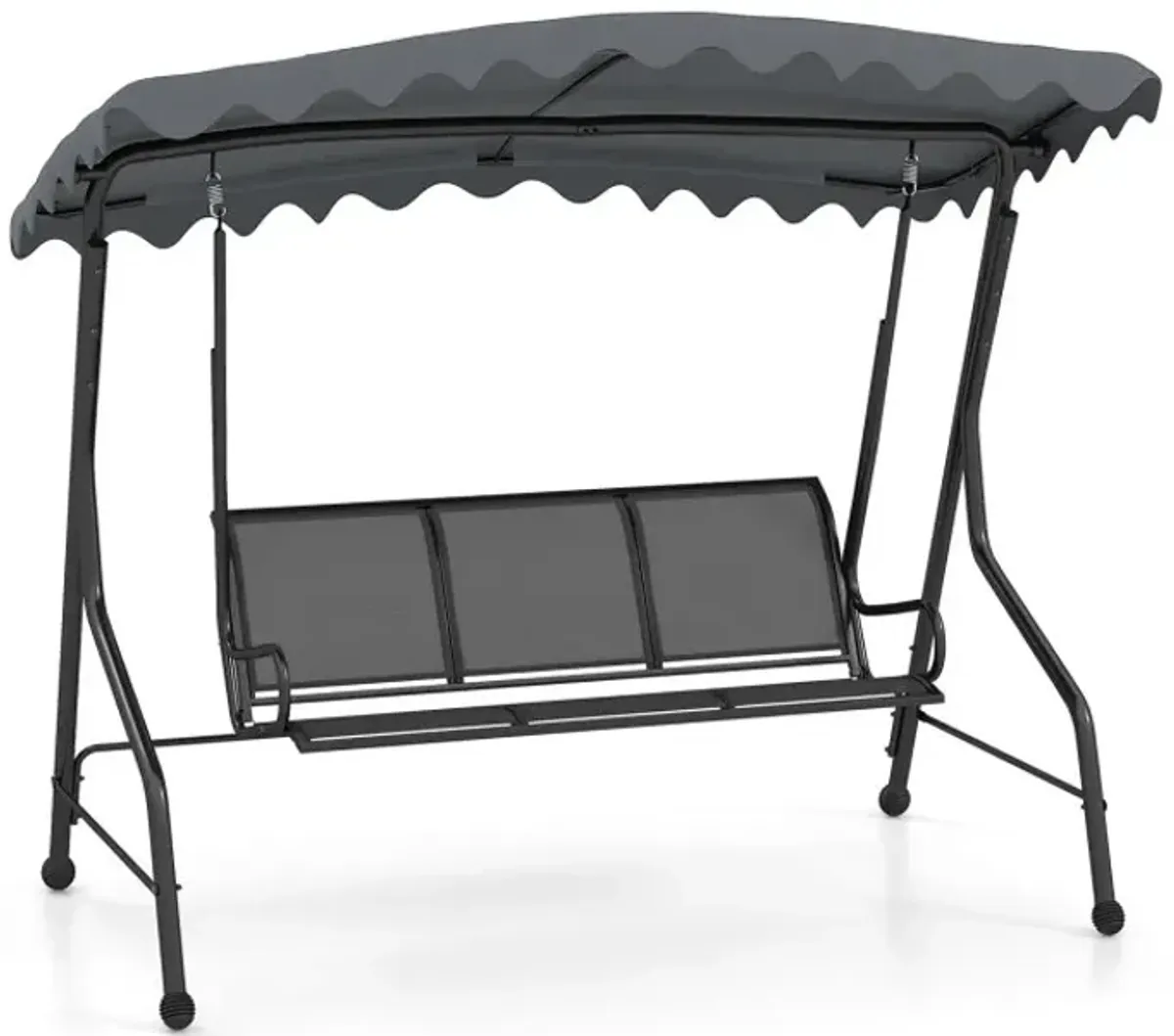 3-Seat Outdoor Porch Canopy Swing with Adjustable Shading