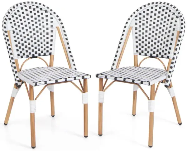 French Bistro Chair Set of 2 with Galvanized Metal Framex