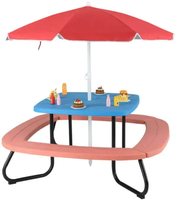 Toddler Outdoor Activity Table with Adjustable and Collapsible Umbrella