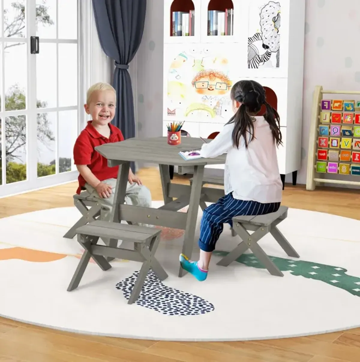 Kids Wooden Table Set for Children Aged 3+ Years