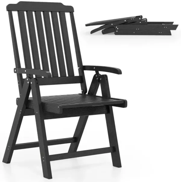 Foldable Patio Chair All-Weather HDPE Outdoor Dining Chair with Armrest