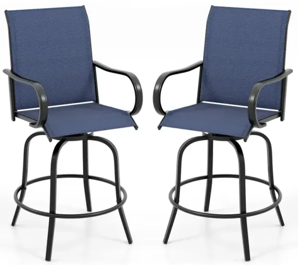 2 Pieces 360 Rotating Bar Stool Set with Armrests for Patio