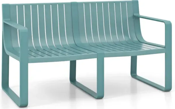 Weather-resistant Plastic 2-Person Bench with Curved Backrest