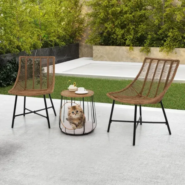 3 Piece Outdoor Furniture Set with Pet Housefor Patio Yard