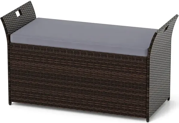 Outdoor Bench with Hand-woven PE Rattan Wicker and Side Handles