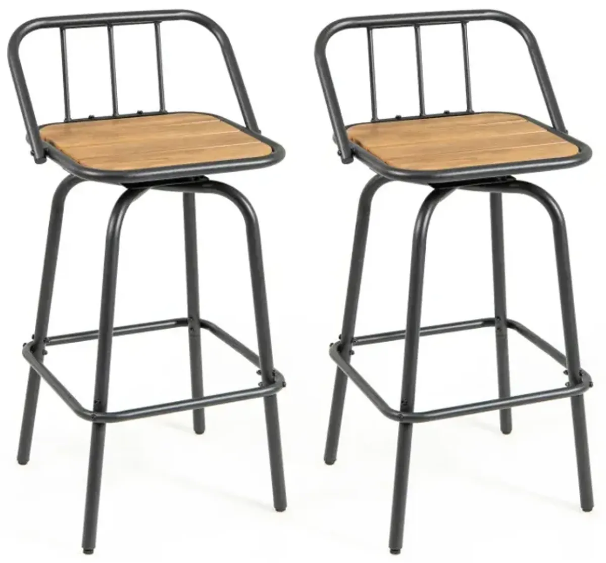 360° Swivel Bar Stool Set of 2 with Footrest and Backrest
