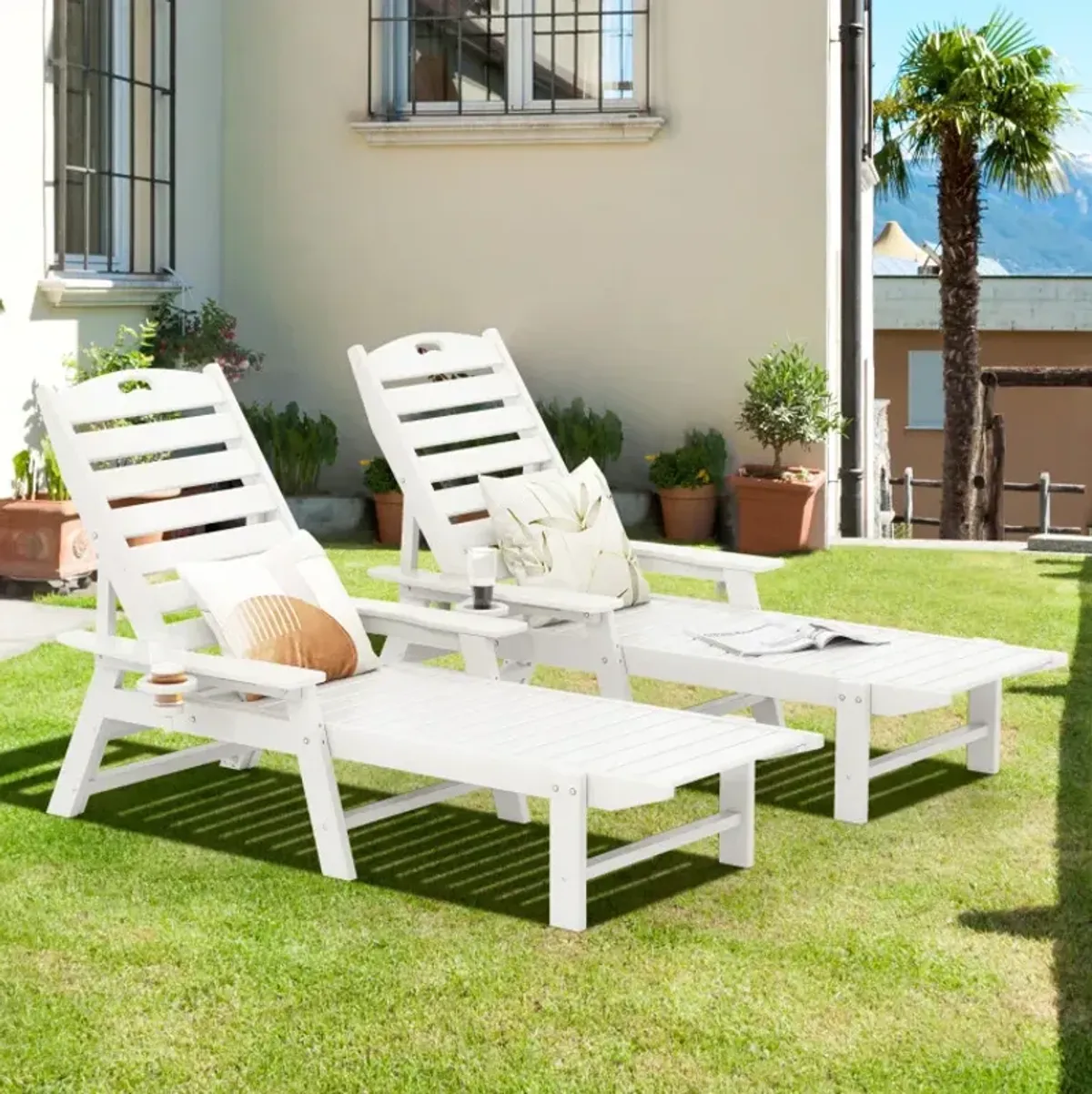 Patio Chaise Lounge Chair with 4 Position Backrest