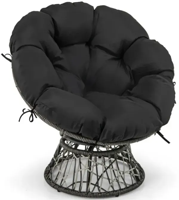 PE Wicker Papasan Chair with Thick and Removable Cushion