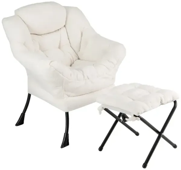 Modern Accent Chair with Folding Footrest and Head Pillow