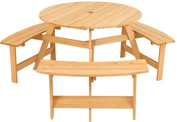 Kids Outdoor Wooden Picnic Table and Bench Set with Umbrella Hole