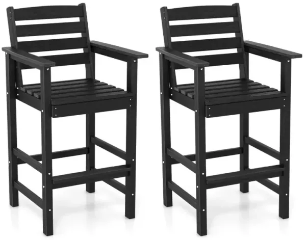 Patio HDPE Adirondack Bar Chairs Set of 2 with Wide Armrests