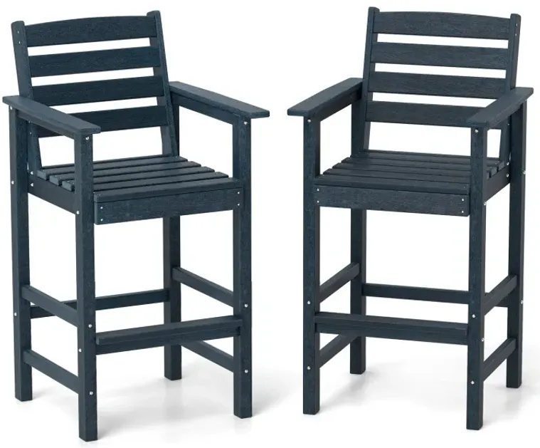 Patio HDPE Adirondack Bar Chairs Set of 2 with Wide Armrests