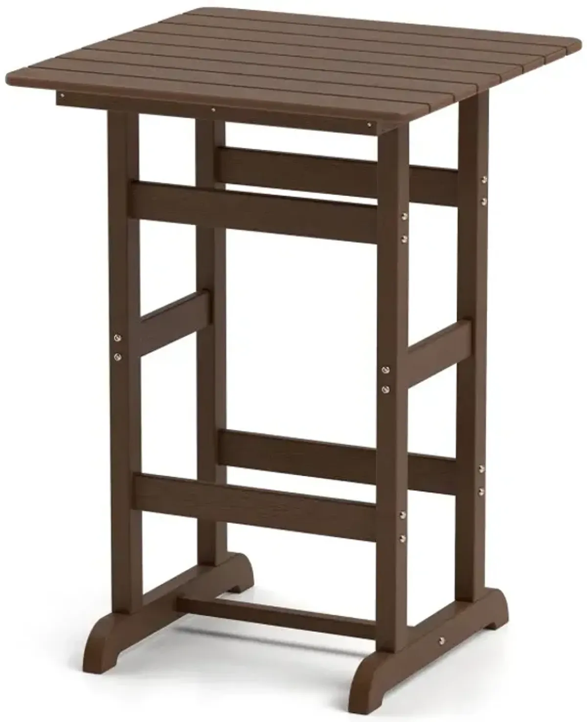 30 Inch Square Bar Table Dining Table with Slatted Tabletop for Poolside