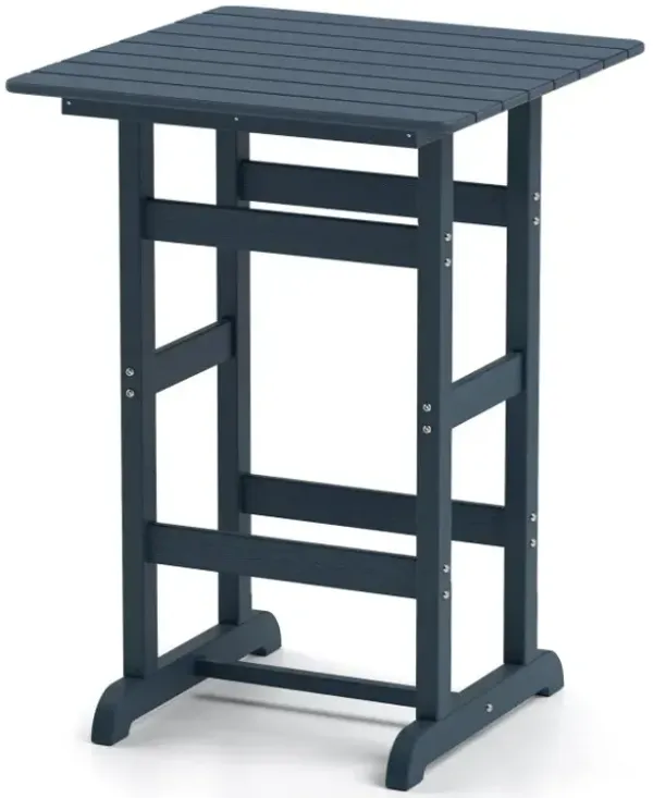 30 Inch Square Bar Table Dining Table with Slatted Tabletop for Poolside