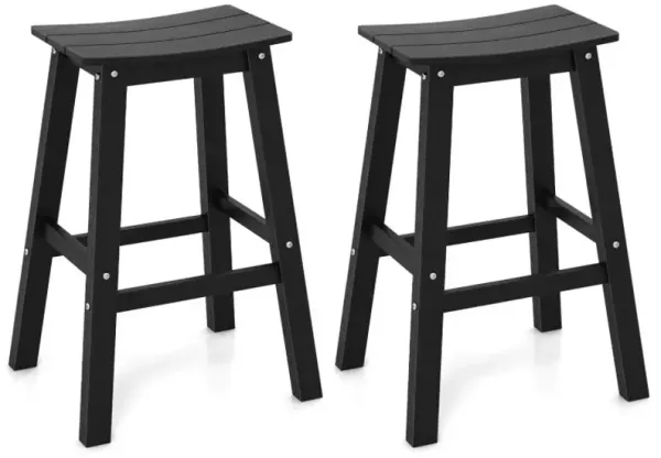 29 Inch HDPE Patio Bar Stool Set of 2 Armless Saddle Stools