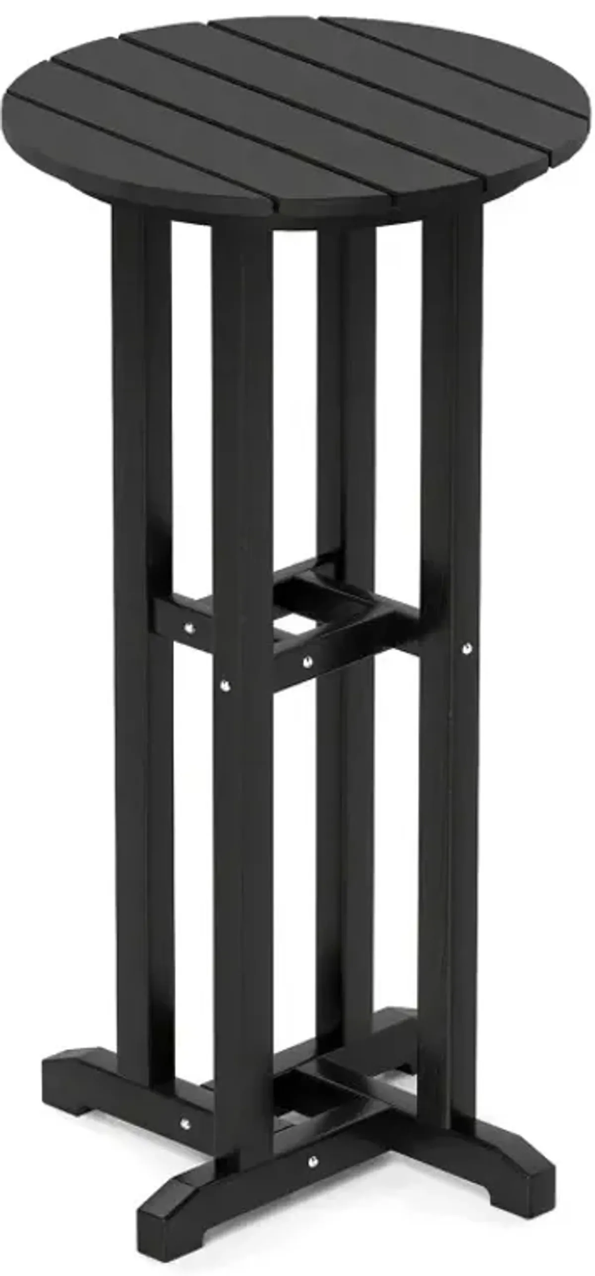21.5 Inch Round Bar Table Patio HDPE Bar Height Dining Table with Slatted Tabletop
