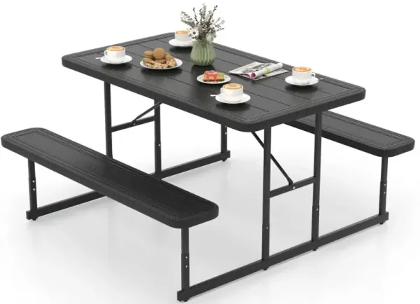 Picnic Table Bench Set for 2-4 People Outdoor Rectangular Camping Dining Table