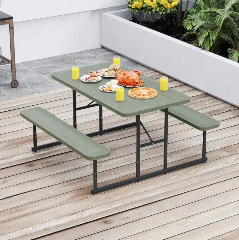 Picnic Table Bench Set for 2-4 People Outdoor Rectangular Camping Dining Table