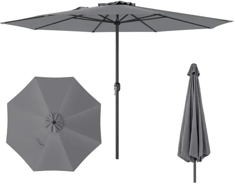 12 Feet Patio Umbrella with Crank Handle and 8 Sturdy Ribs