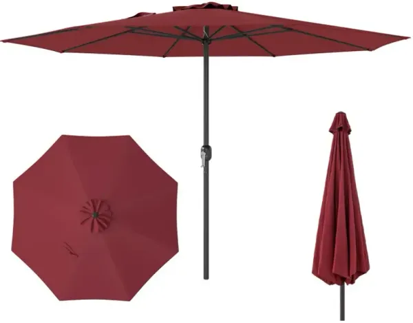12 Feet Patio Umbrella with Crank Handle and 8 Sturdy Ribs