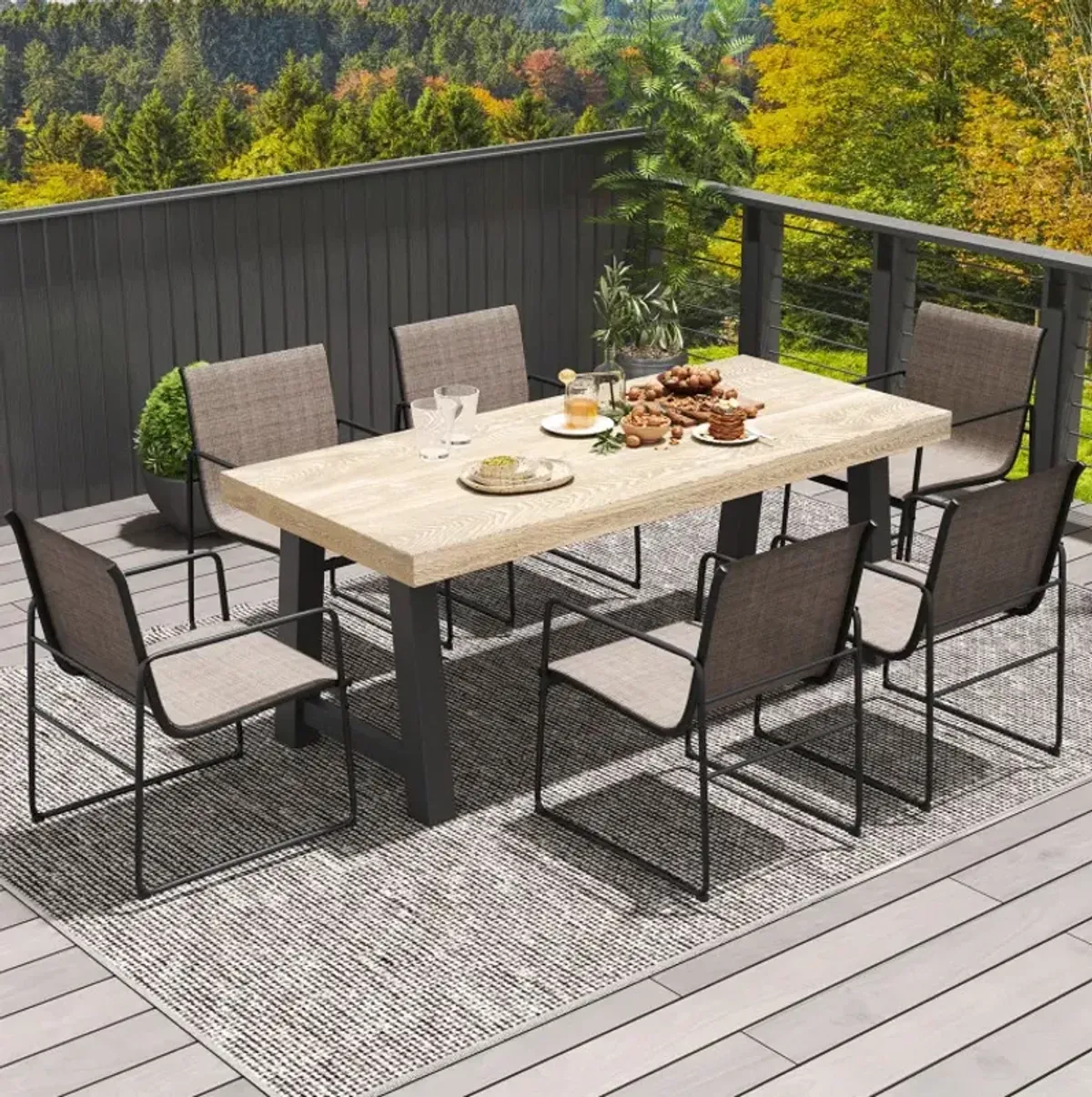 Outdoor Dining Chairs Set of 4 Patio Furniture Chair with Breathable Seat and Backrest