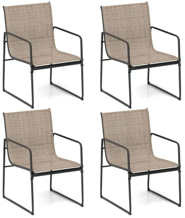 Outdoor Dining Chairs Set of 4 Patio Furniture Chair with Breathable Seat and Backrest