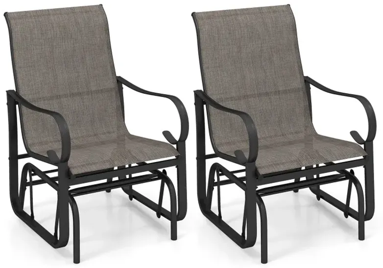 Outdoor Glider Chairs Set of 2 with High Backrest Breathable Mesh Fabric and Metal Frame