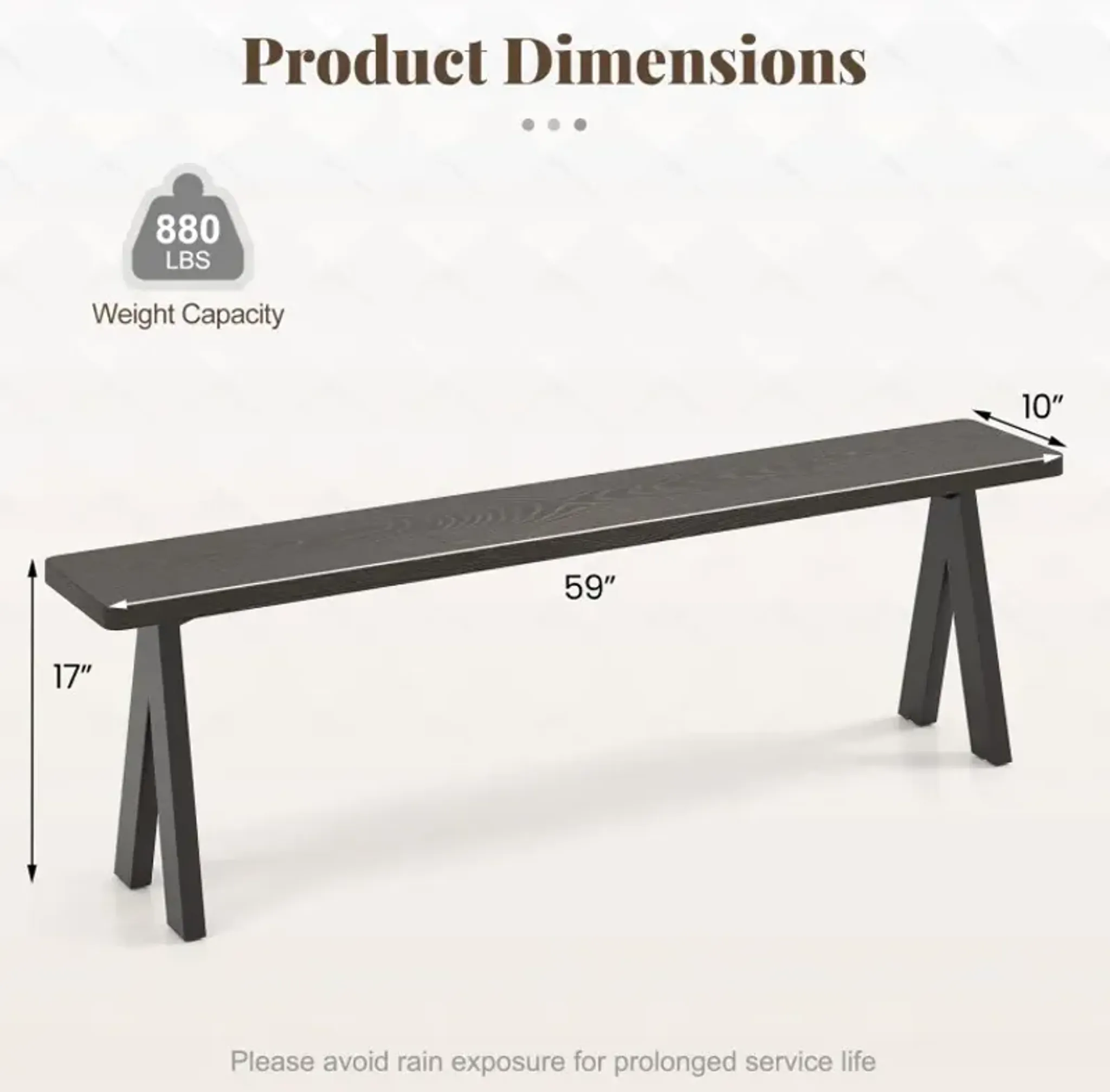 3 Person Outdoor Bench With 800 Lbs Bearing Capacity Costway ...