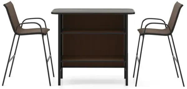 3 Piece Outdoor Bar Set with Footrest and 2-Tier Shelf