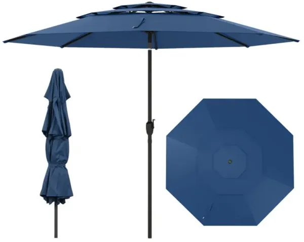10 ft 3-tier Vented Patio Umbrella with Push Button Tilt