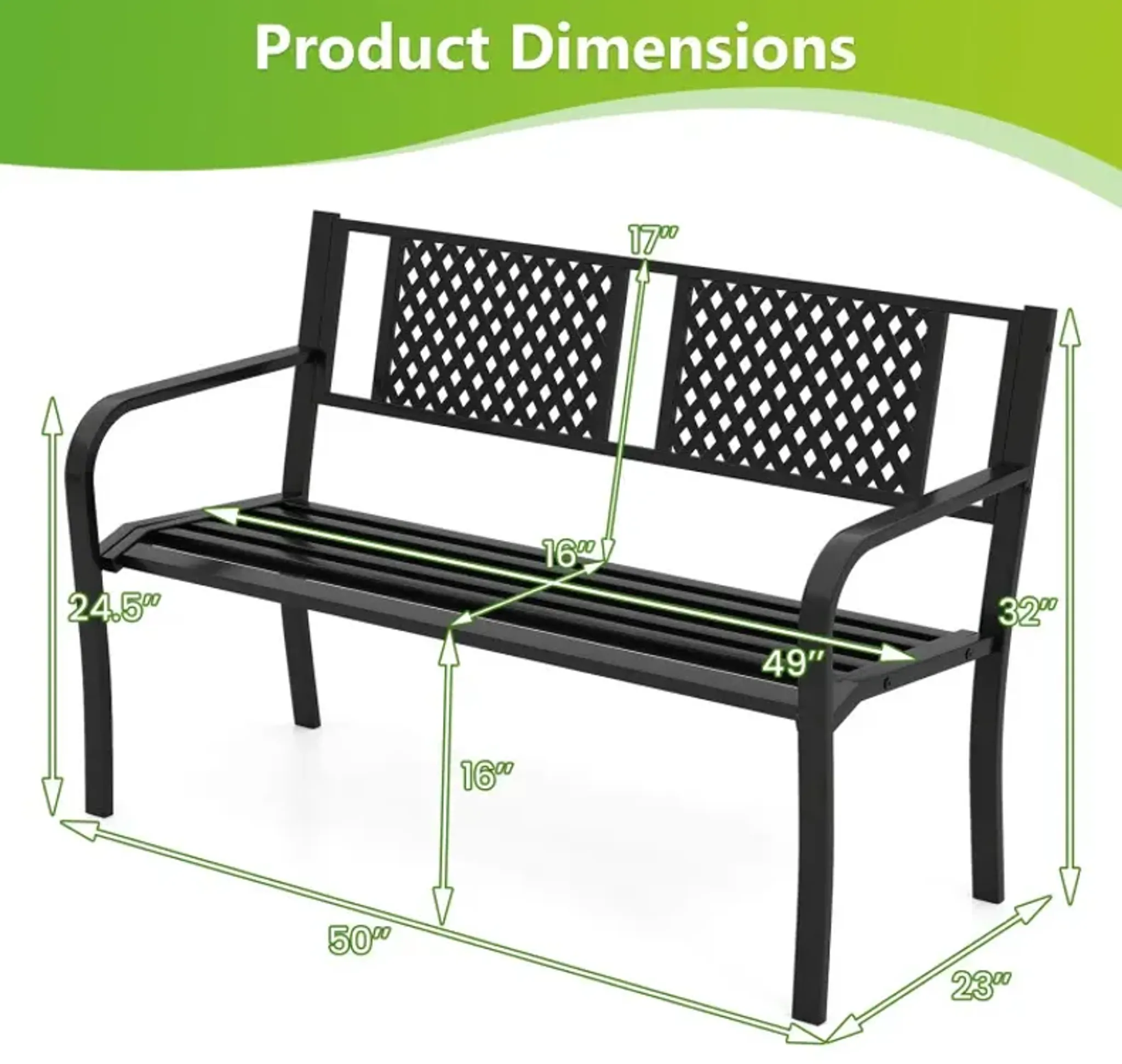 Outdoor Bench Metal Loveseat Patio Bench For 2 3 Person Costway ...