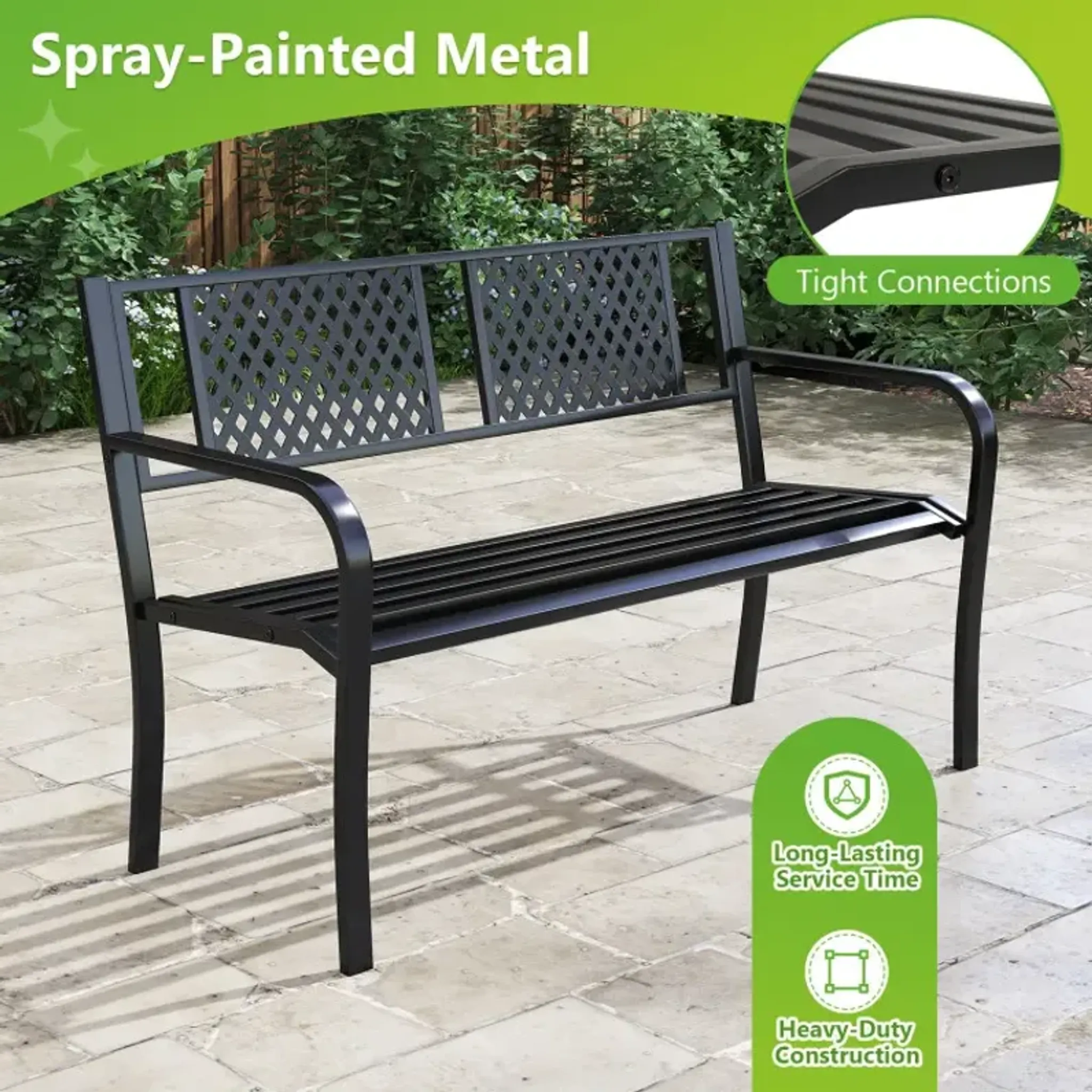 Outdoor Bench Metal Loveseat Patio Bench For 2 3 Person Costway ...