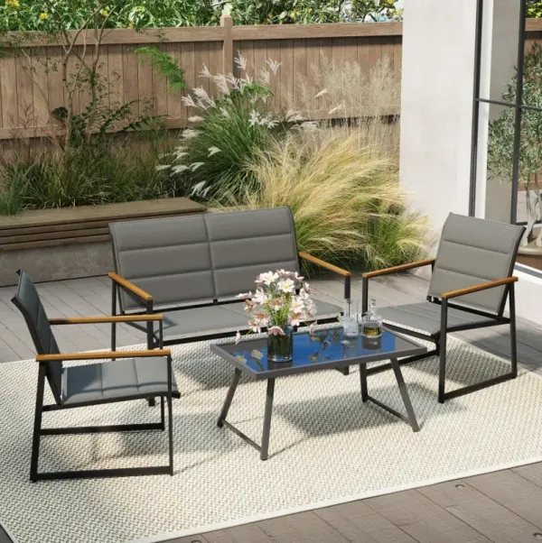 4-Piece Outdoor Conversation Patio Furniture Set