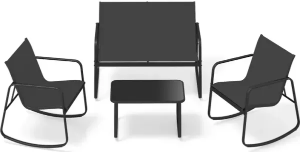 4 PCS Patio Furniture Set Outdoor Rocker Chair Conversation Set