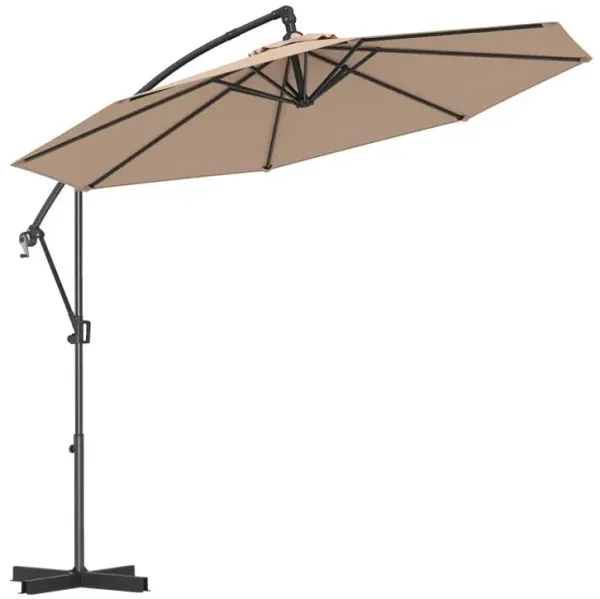 10 Feet Offset Hanging Umbrella with Base and Infinite Tilt
