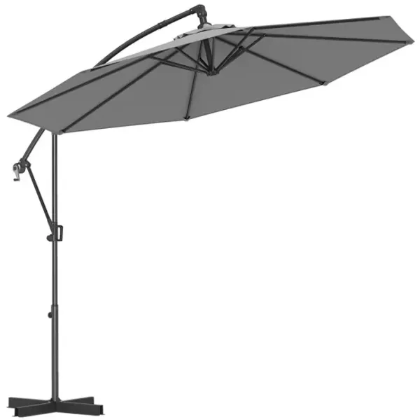 10 Feet Offset Hanging Umbrella with Base and Infinite Tilt