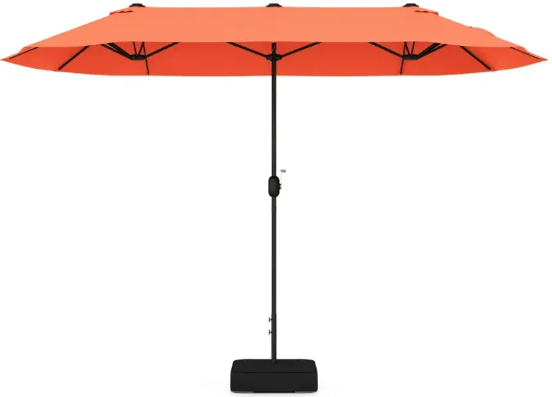 13 Feet Double-Sided Patio Twin Table Umbrella with Crank Handle