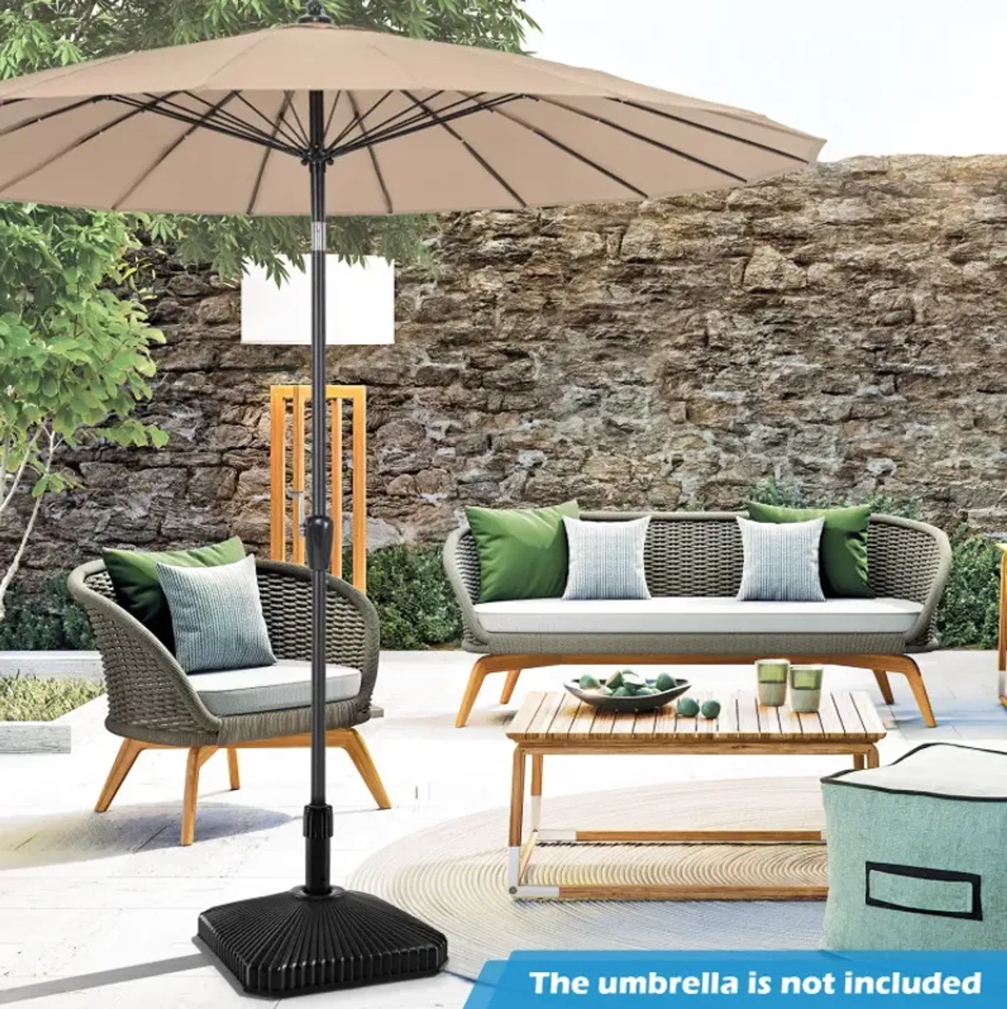 Fillable Umbrella Base With Shell Texture And 3 Coupler Sizes Costway ...